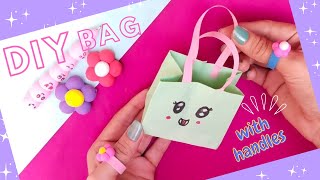 How to make paper bag with handles/ cute paper crafts/ school hacks/ paper crafts for school