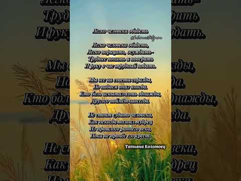 Легко человека обидеть.. авторские стихи о жизни, о смысле жизни Татьяны Коломоец #стихиожизни