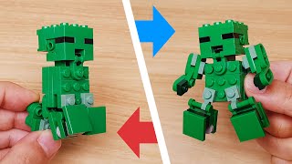 Micro LEGO brick transformer mech  Viner #LEGO #transformers #minecraft #creeper