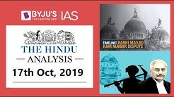 'The Hindu' Analysis for 17th October, 2019 (Current Affairs for UPSC/IAS)