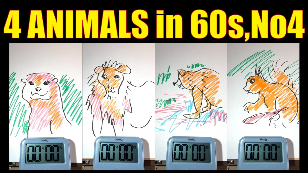 🎧 ASMR Drawing Animals in 60s | Satisfying Marker Sounds (No Talking)4