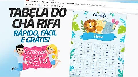 Como fazer tabela chá rifa?