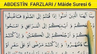 Kuran-I Kerimde Abdestin Farzları Mâide Suresi 6.Âyeti