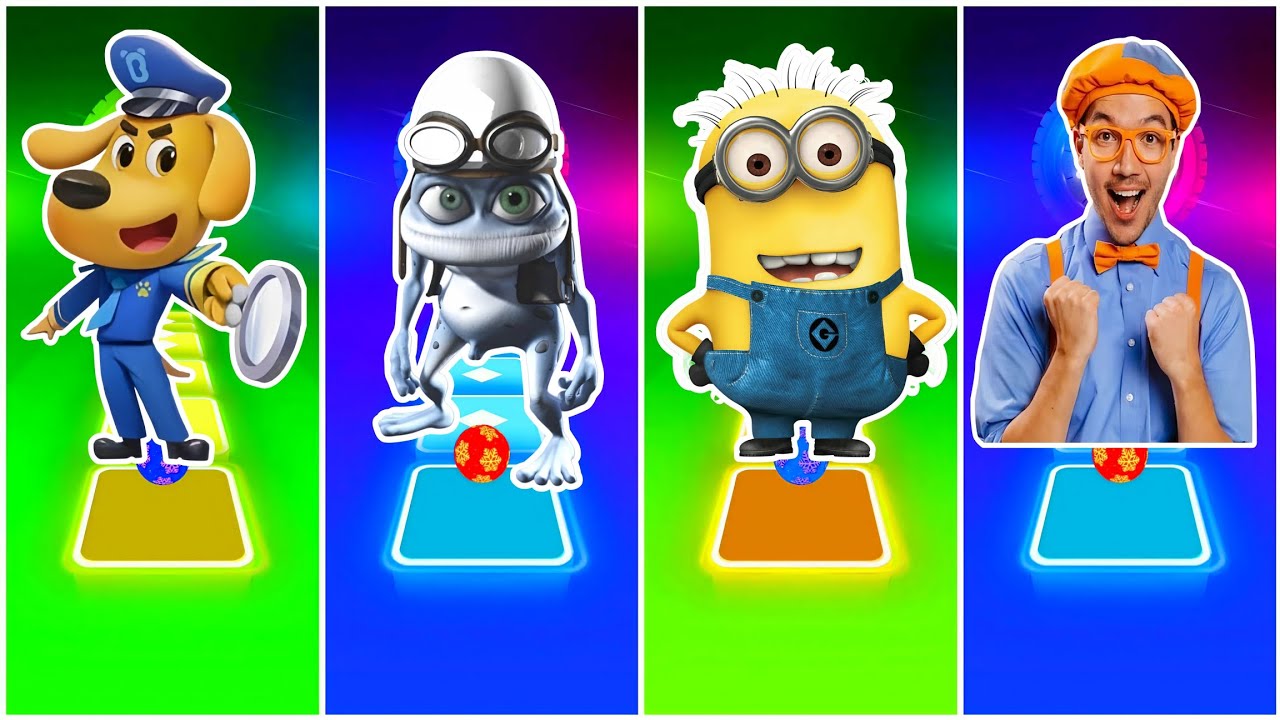 Sheriff Labrador 🆚 Crazy Frog 🆚 Minions 🆚 Blippi | Tiles Hop EDM Rush🎶