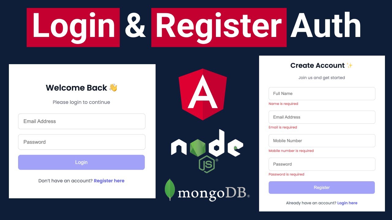 Login and Register in Angular 20, Node js and Mongo DB -1 || Auth Tutorial for Beginners in Angular
