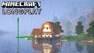 Building a Cozy Cottage | Minecraft Peaceful Rainy Longplay (No Commentary)