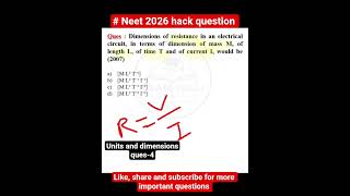 Units &amp; Dimensions MCQ #shorts #yt #youtube #youtubeshorts