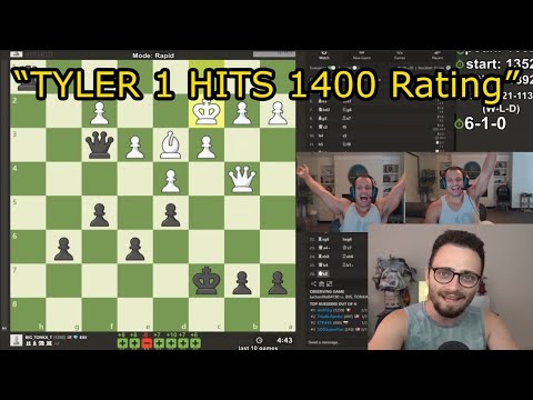 After a 21 no-win streak, Tyler1 achieves his first chess victory (went  from 1400 elo to 1199).