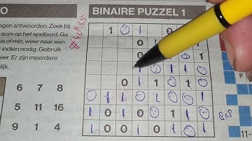 (#4835) Monday. Binary01 Sudoku puzzle. Bonus Extra edition. 07-11-2022 Extra part 3 of 4