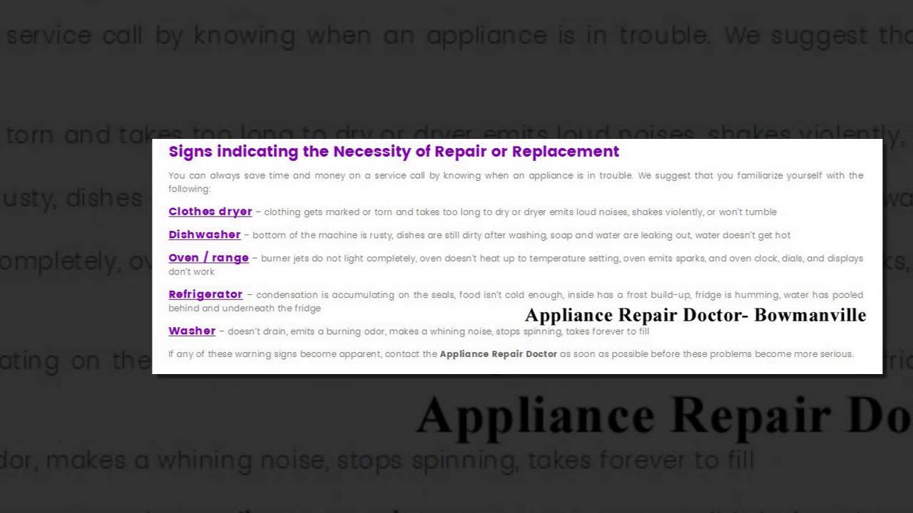 Appliance Repair in Bowmanville Appliance Repair Doctor YouTube