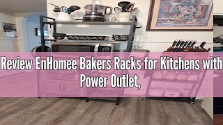 Review Enhomee Bakers Racks For Kitchens With Power Outlet, 6-Tier Microwave Stand With Storage Cabi