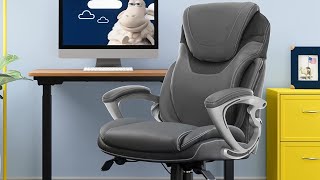 Serta AIR Health Executive Office Chair High Back Ergonomic for Bonded Leather, Light Gray