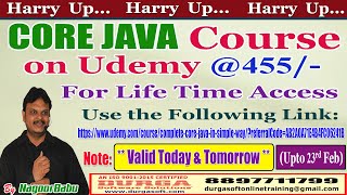 CORE JAVA Course on Udemy @455/-