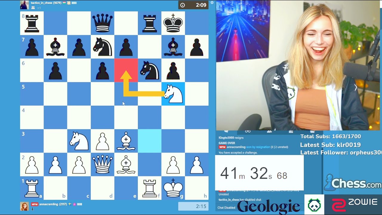 Anna Cramling showing off her 'Chair' to the stream! - Chess Clip