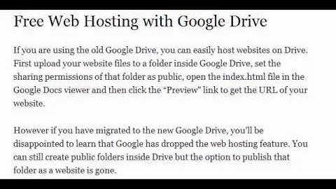 Free Web Hosting On Google Drive 100 free