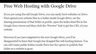 Free Web Hosting On Google Drive 100 free