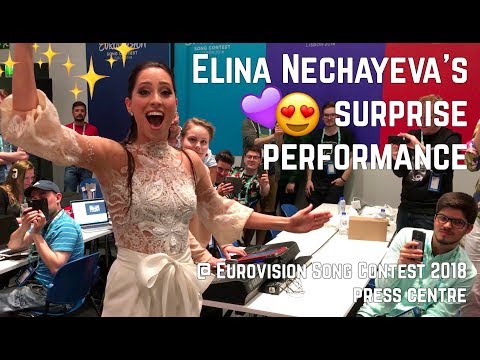 Elina Nechayeva's surprise performance at Eurovision Song Contest 2018 press centre