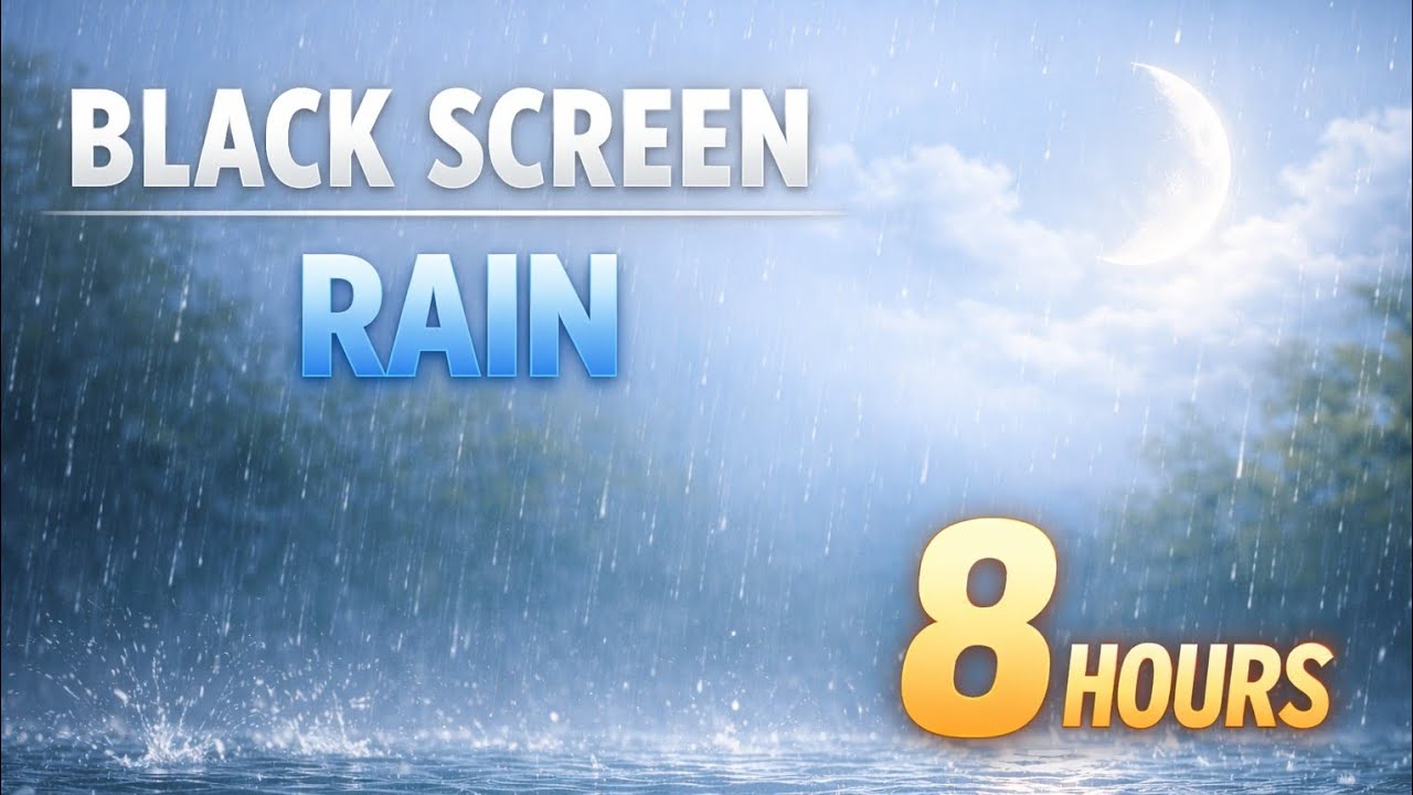 Rain Sounds for Sleeping - BLACK SCREEN - 8 Hours