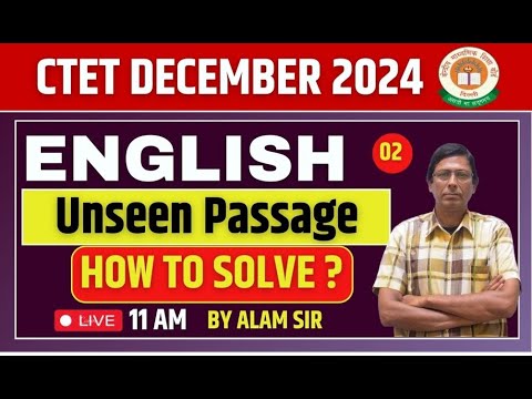 CTET DECEMBER 2024 | CTET ENGLISH | How to Solve Unseen Passage | DAY ...