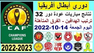 دوري ابطال افريقيا 2022-2023 - نتائج مباريات عودة دور 32 دوري أبطال أفريقيا اليوم الجمعة 14-10-2022