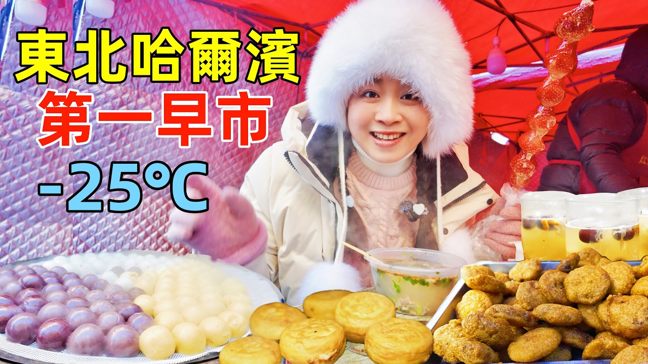 零下24度，哈爾濱第一早市100元美食挑戰，連吃13種美食能花完100元嗎？