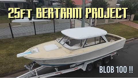 25ft BERTRAM PROJECT - Blob100! Getting up to the fun stuff! Sticky Fibreglassing underdeck cleats