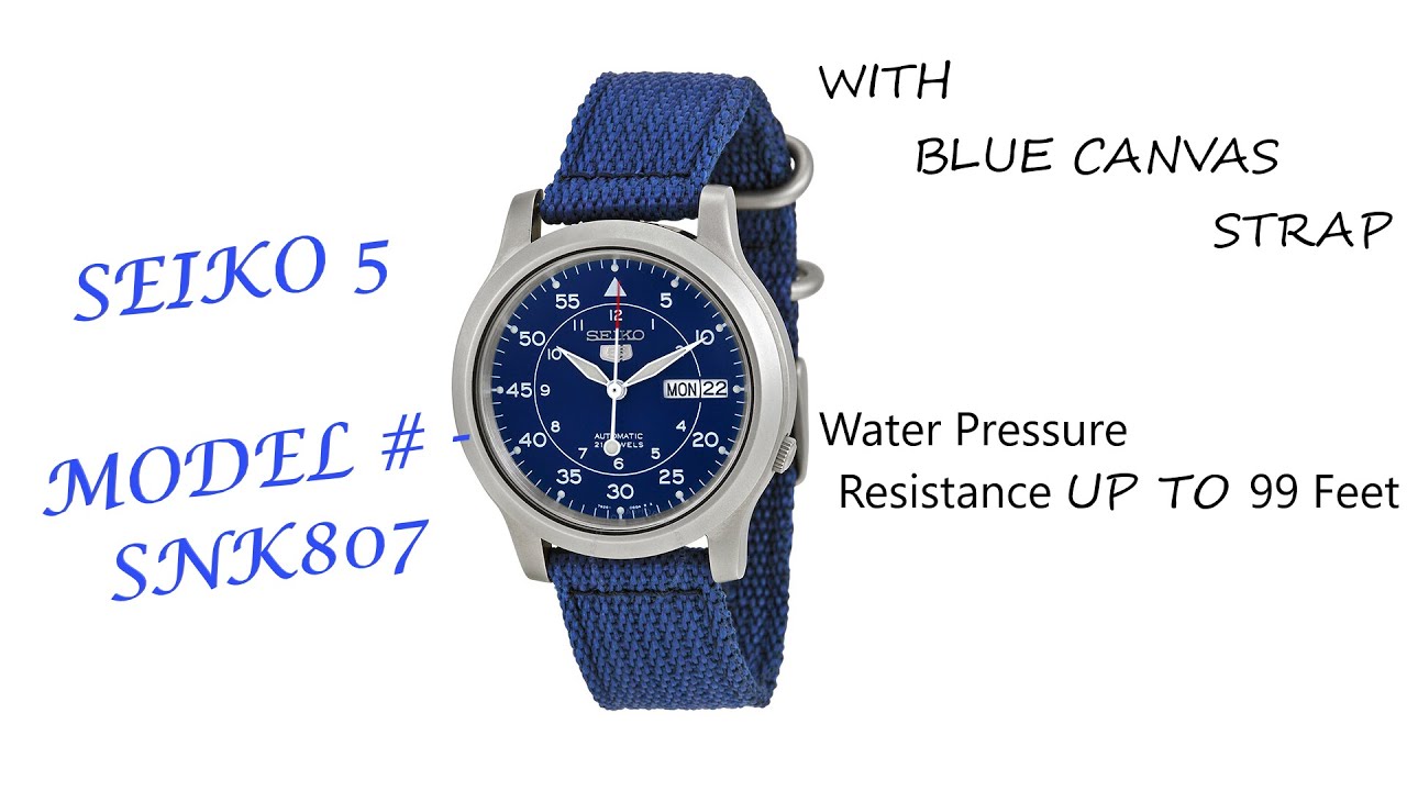 SEIKO 5 SNK807 Automatic stainless steel watch with blue canvas strap çelik  kasa - YouTube