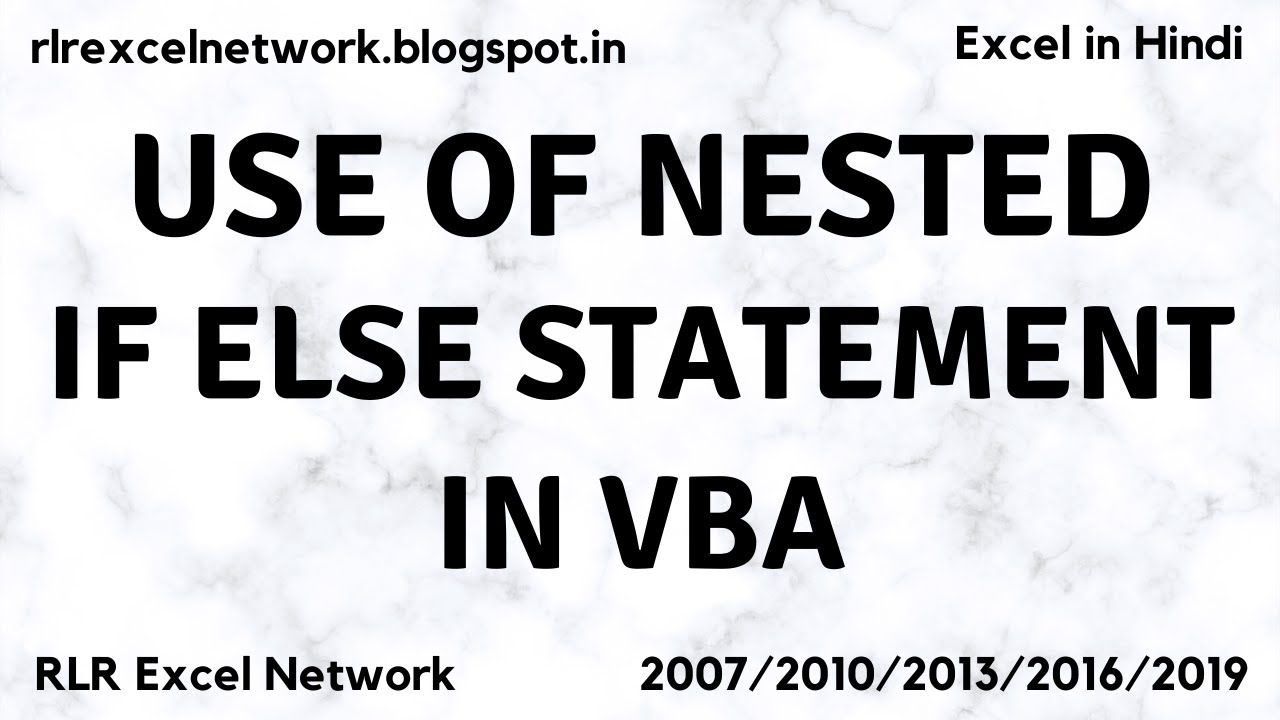 349* Learn VBA - Use of Nested If Else Statement in VBA Part-20 {Hindi ...