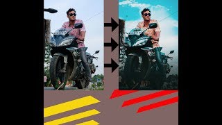 Bike pose and Editing | Photoshop edit | Realistic editing with bike |sky manipulation screenshot 4
