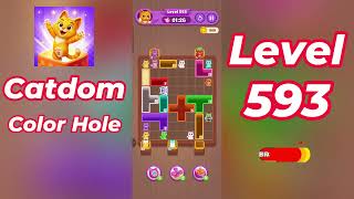 Catdom Color Hole Level 593 Walkthrough [NEW UPDATE] 🐱🟣 | Relaxing Color Puzzle Game | Go Answer