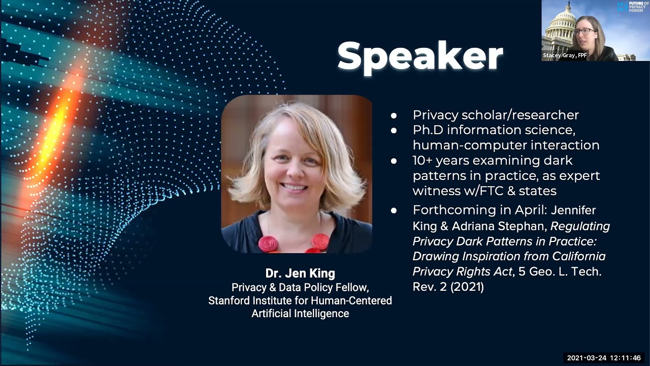 Dark Patterns: Manipulative UX Design and the Role of Regulation webinar recording 3.24.2021