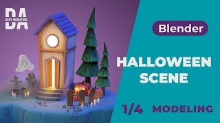 Halloween scene - Blender tutorial (1/4) - MODELING - (FREE 3D MODEL)