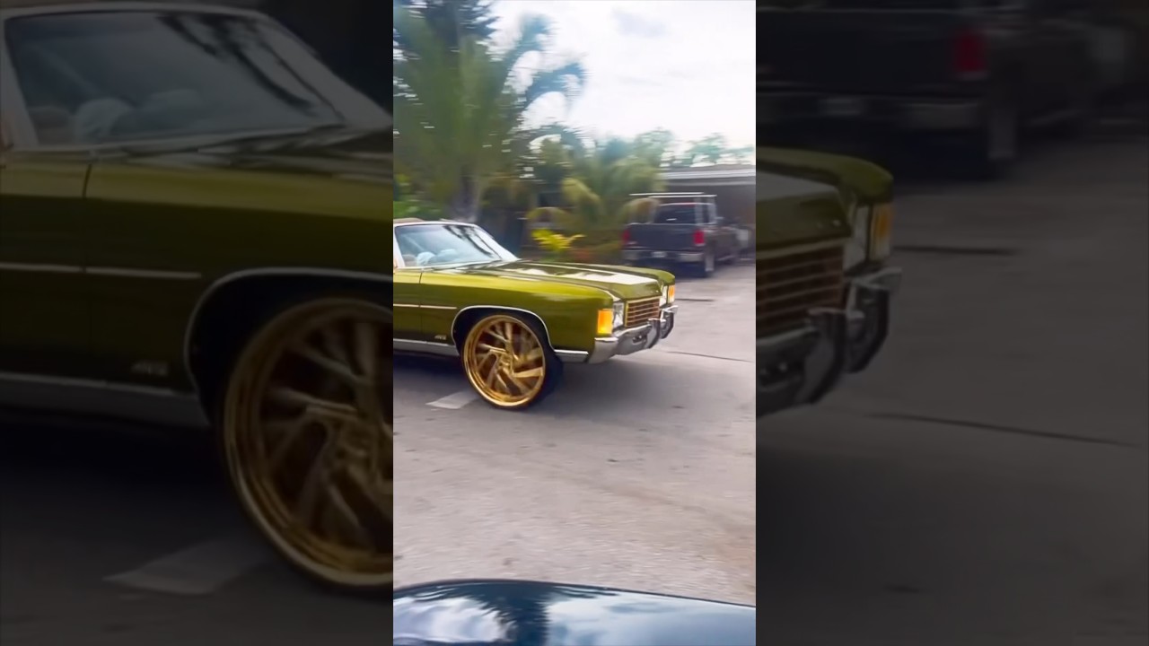 Nava in His Chevy Vert on Gold 26’s Slidin thru the Hood