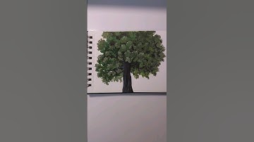 painting a tree | gouache paints | studio ghibli style art #shorts