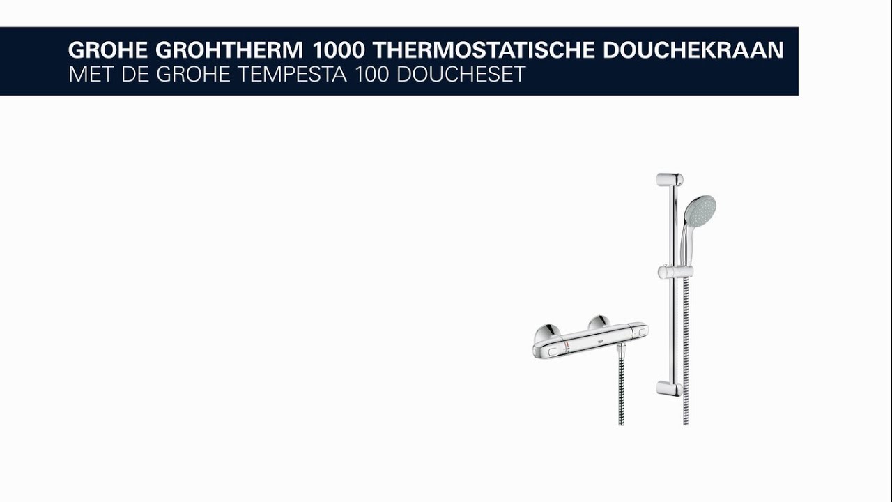 fusie bron Zegenen GROHE Grohtherm 1000 New – thermostatische douchekraan met doucheset voor  ultiem comfort - YouTube