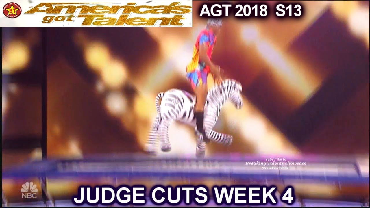 Elijah Holt Trampoline Acrobat with "Tyler" the zebra America's Got Talent  2018 Judge Cuts 4 AGT - YouTube