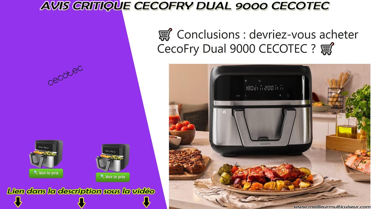 Prime] Friteuse sans huile Cecotec à air chaud Cecofry Dual 9000 - 9L,  2850W –