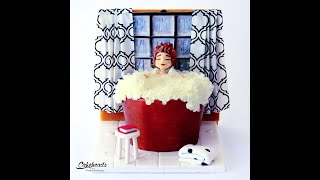 Bubble Bath Cake Topper; Girl with eyes closed &amp; relaxin&#39;!