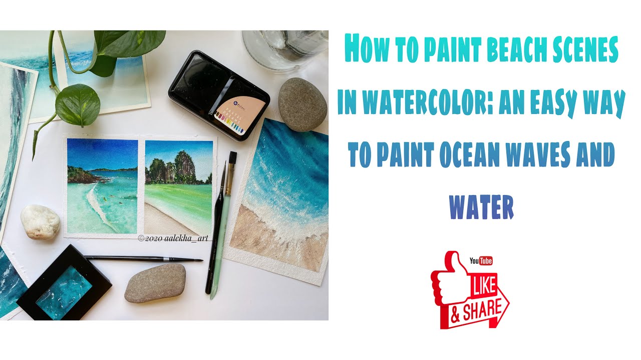 How to paint beach scenes in watercolor: an easy way to paint ocean ...