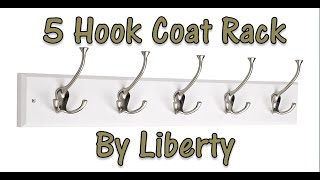 Liberty Wall Mounted Coat Rack 5 Tri-Hook Satin Finish Hooks