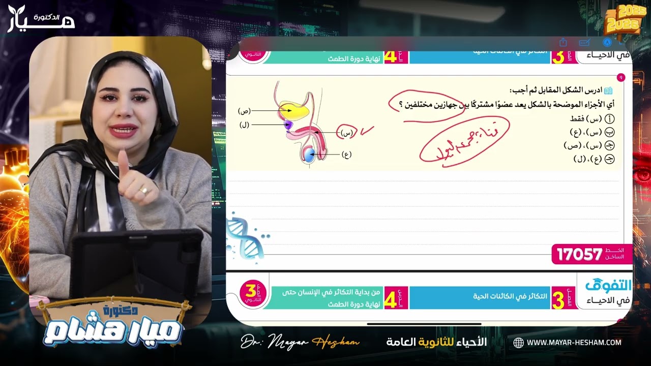 حل تدريبات الجهاز التناسلي الذكري كتاب التفوق | تالته ثانوي | دكتور ميار هشام 