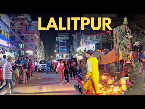 Lalitpur City MAIN BAZAAR Night Walking Tour🇳🇵-Travel Nepal 2022