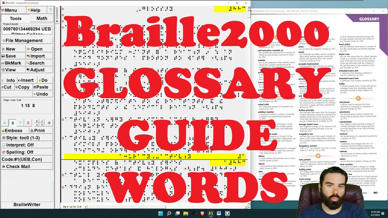 Braille2000 Generates Glossary Guide Words YouTube