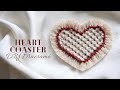 DIY Macrame Heart Coaster with contrasting contour • Makramee Untersetzer in Herzform