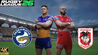 NRL 2026 | PARRAMATTA EELS v DRAGONS | Round 3 | PC 4K Gameplay Rugby League 26
