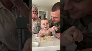 Baby Doesn't Expect This Surprise Visit! 🥹🇺🇸 #soldier #family #reunion