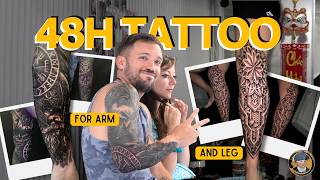 48H Tattoo for Leg and Arm by BB and CK | Morgan's Ink Tattoo