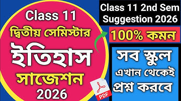 Class 11 2nd Semester History Suggestion 2026 | Class 11 history 2nd semester suggestion 2026