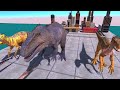 Dinosaurs Revolt Battle! Indominus Rex, Indoraptor &amp; Giganotosaurus VS Whale &amp; Aquatic Team