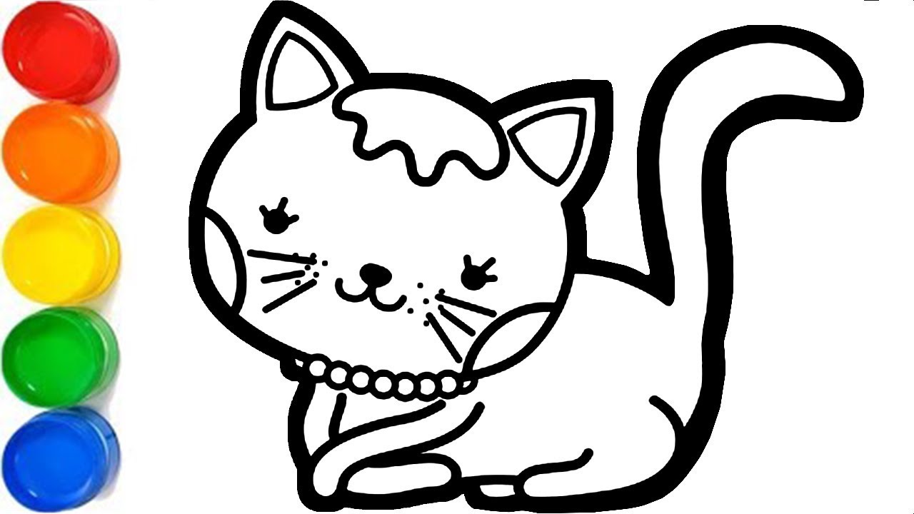 Rainbow Cat Coloring Page - 183+ SVG Cut File